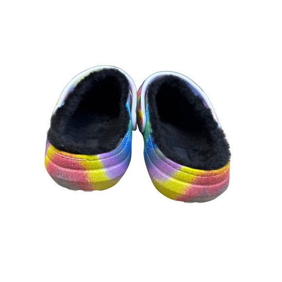 Crocs Rainbow Tie-Dye Fur Lined Clogs slip on shoes size 12 SKU8127 - Picture 6 of 9